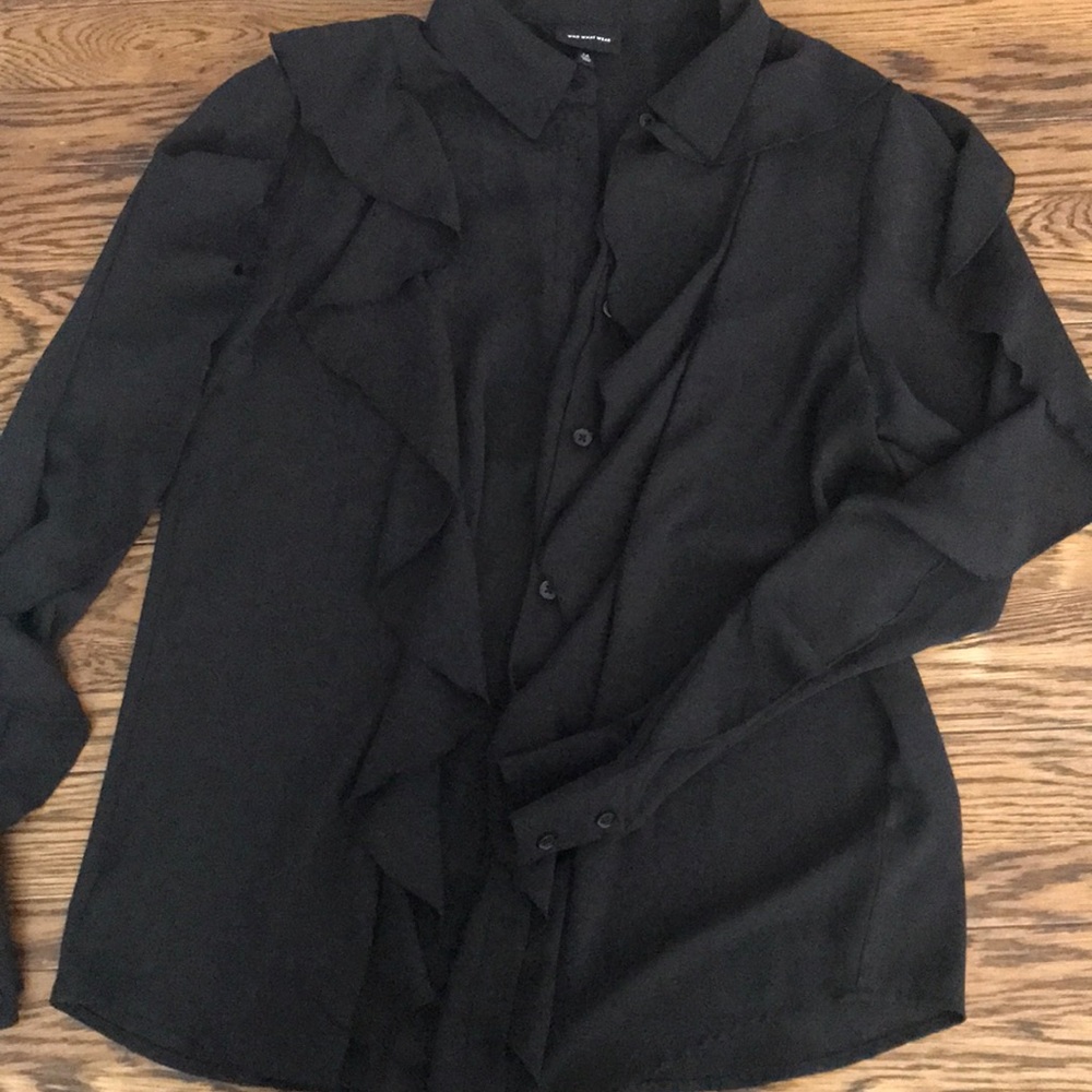 See through ruffle blouse